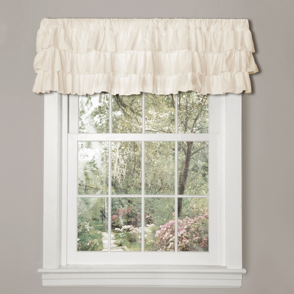 Ivory Ruffled 84" Window Valance Curtain